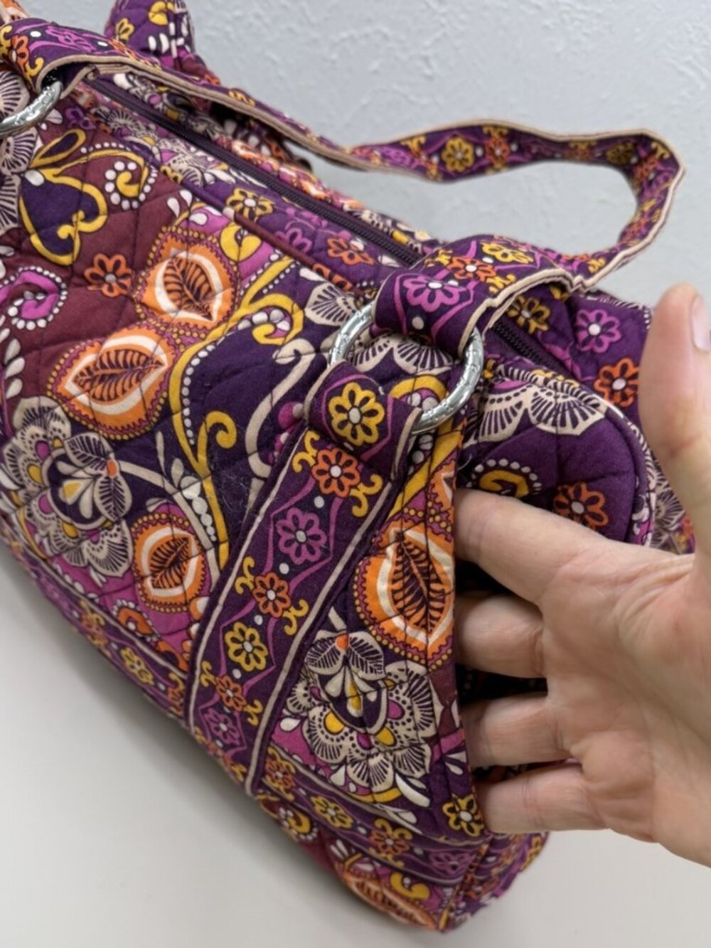 Vera Bradley Weekender Travel Bag Safari Sunset Burgundy Purple W/Handles EUC - Picture 5 of 16